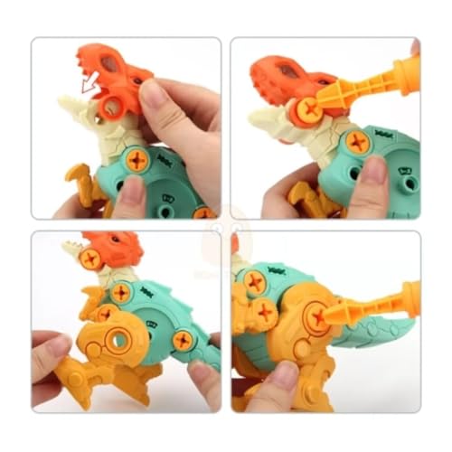 Kit 04 Dinossauros Desmontáveis com Chaves de Fenda, Plástico Resistente Educativo