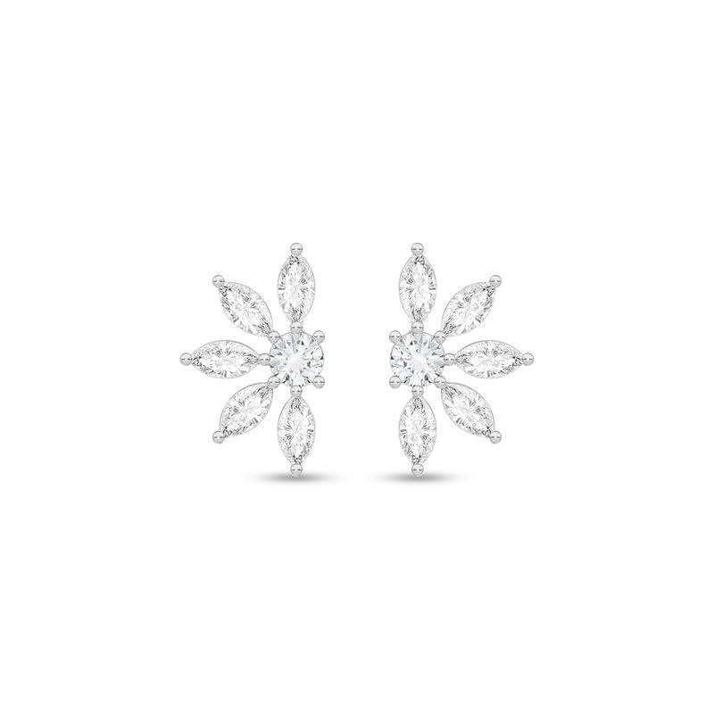 Image of CLARA 925 Sterling Silver Stud Earrings | Platinum Plated | Daily Wear |Gift for Women and Girls