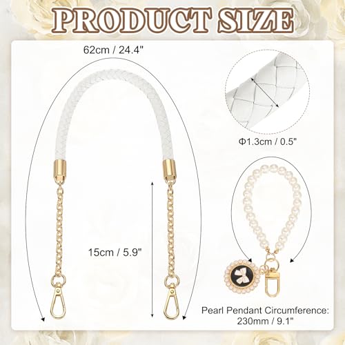Sangle de sac à main en cuir synthétique blanc de qualité supérieure - 2
