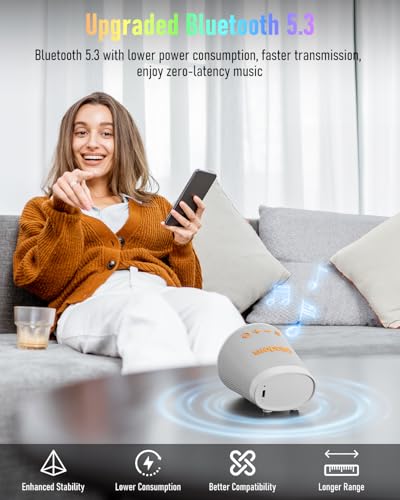 Image of Portable Bluetooth Speaker Wireless with 9 Color Lights, 20H Playtime, Stereo Pairing, Deep Bass, IPX6 Waterproof, Bluetooth 5.3, Small Speaker for Home, Party, Outdoor, Camping, Beach, Gift