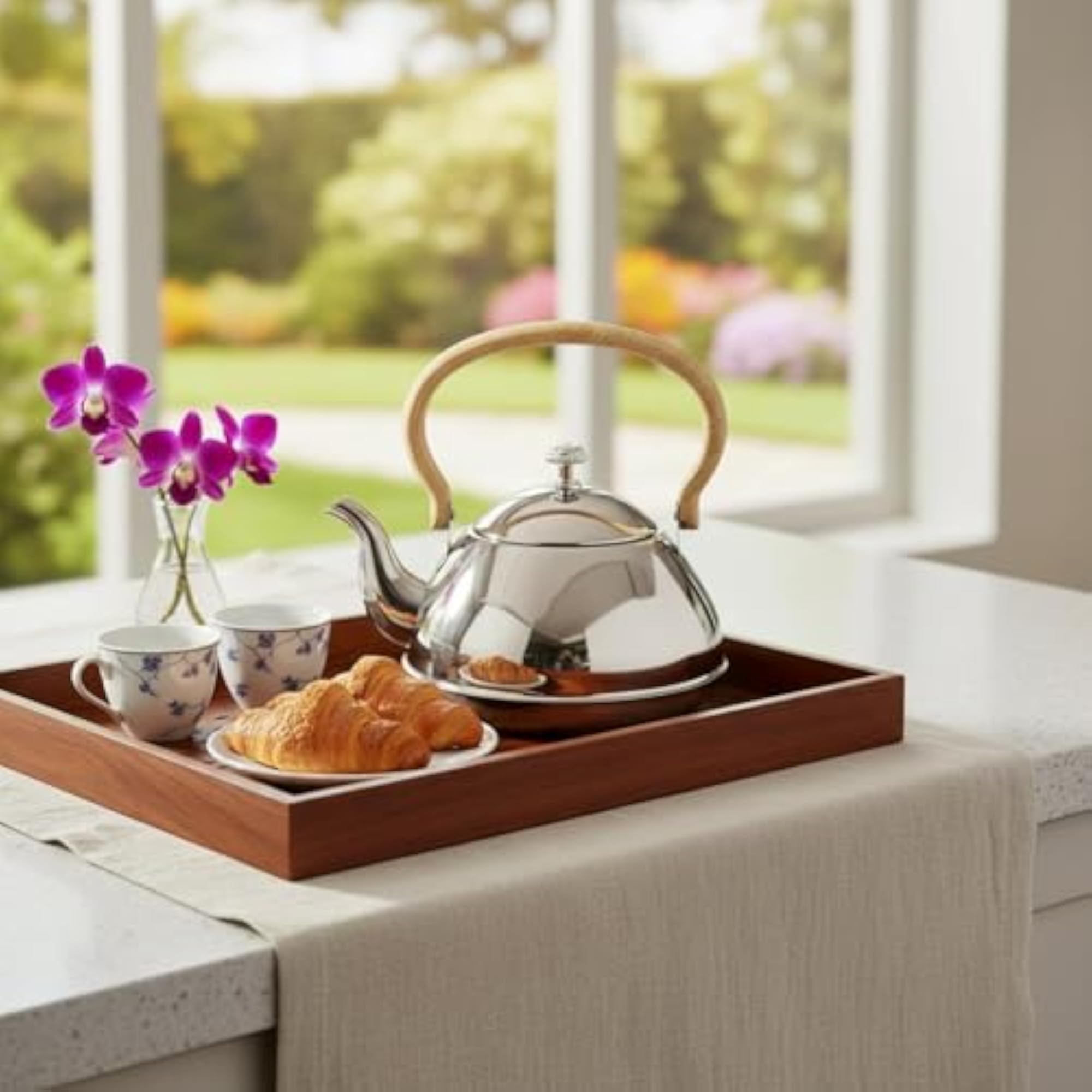 Easy to Clean Stainless Steel Tea Kettle, Shiny Mirror Finish
