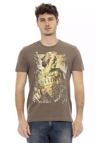 T-shirt marron homme à manches courtes avec imprimé élégant