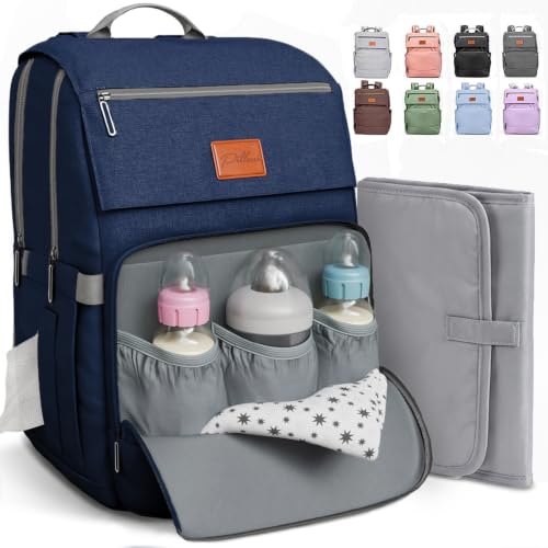Image of Pillani Baby Diaper Bag Backpack - Baby Bag for Girls & Boys, Large Waterproof Diaper Backpack - Baby Shower Gifts for Boys & Registry Must Haves - Travel Diaper Bags with Changing Pad - Newborn Stuff