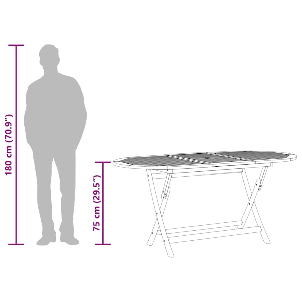 vidaXL Tavolo da Giardino Pieghevole 160x85x75cm Massello di Eucalipto