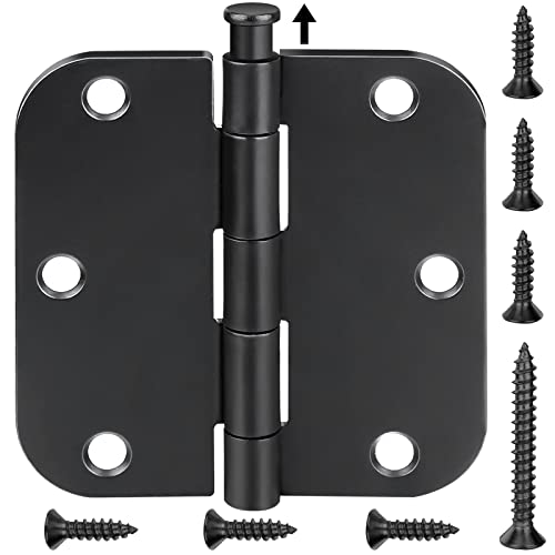 Ticonn 18-Pack 3.5 Inch Door Hinges With 5/8" Radius Corner, 3-1/2 X 3-1/2 Inch Iron Bifold Residential Doors Hardware (5/8" Radius Corner, Matte Black, 18 Pack) #TOP26
