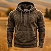 RUMAOZIA Winter Hoodie Men's Vintage Long Sleeve Pullover with Hood and Drawstring Tactical Shirt Viking Clothing Medieval Shirt Fleece Sweatshirt Viking Clothing Plain Hoodie, O Brown, 4XL #1