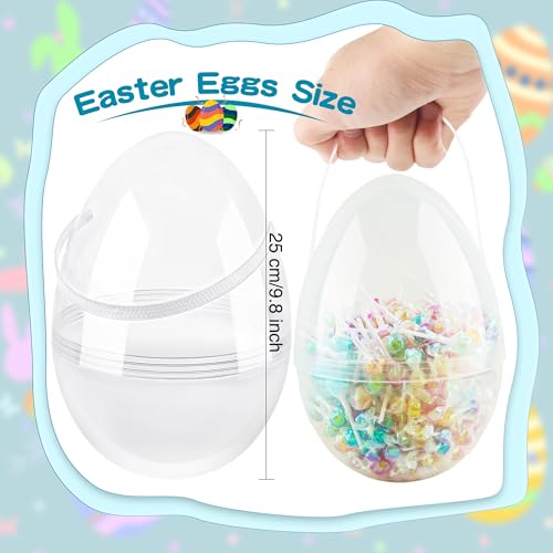 Restroma 10 Pcs 8 Inch 10 Inch Jumbo Clear Easter Egg with Handles Large Transparent Easter Eggs Empty DIY Plastic Egg Fillable for Adult Kids Easter Basket Goodies by Restroma - Image 2