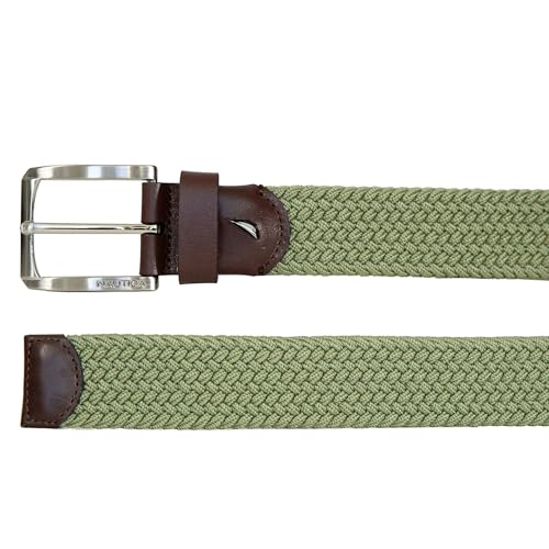 Image of Nautica Men's Casual Leather Belt | Everyday | Classic | Pants | Jeans | Khakis | Chinos | Metal Buckle