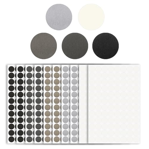 960 Pegatinas Autoadhesivas para Agujeros de Tornillo de 15 mm de PVC, con Textura, Tapas de Cabeza de Tornillo para Muebles de Madera (10 Hojas, 5 Colores)