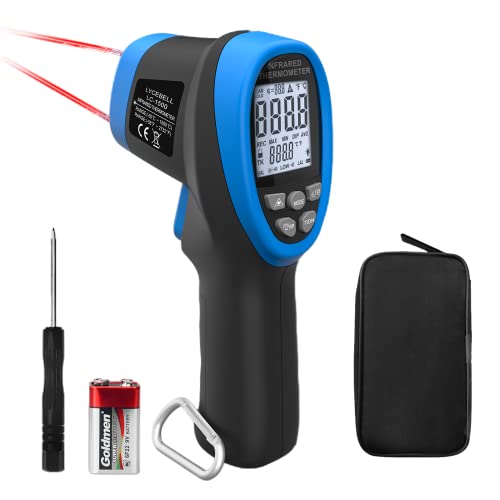 Infrared Thermometer Temperature Gun -58℉~2732℉ Laser No Touch Thermometer Digital Thermal High Temp Gun with Adjustable Emissivity IR Pyrometer for Cooking Kiln Car Engine Industry (NOT for Human)