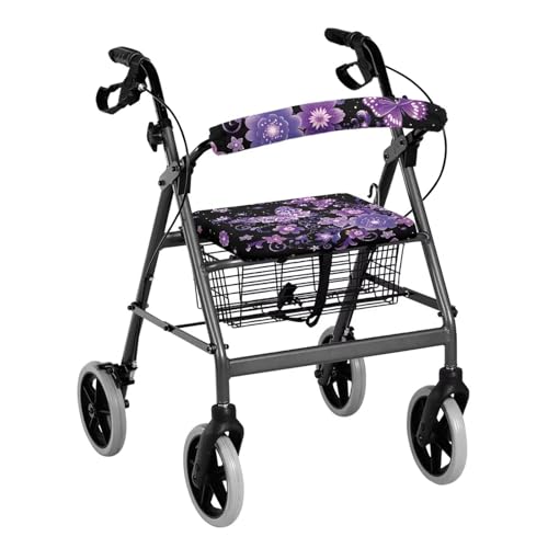 Image of Soft Rollator Walker Seat and Backrest Covers Flowers and Butterflies Rollator Accessories Adjustable Walkers Seat Covers for Ladies
