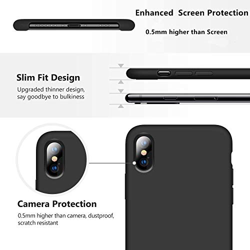 Image of REALCASE iPhone X | iPhone Xs Back Cover Case | Full Protective Liquid Silicone | Shockproof Case Back Cover for iPhone X /Xs [S-Black]