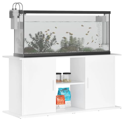 Tomostar Support pour Aquarium, Meuble pour Aquarium Meuble de Base Table d'aquarium blanc 121x41x58 cm bois d'ingénierie