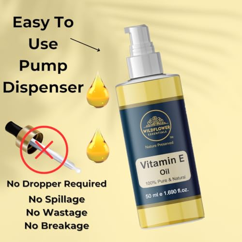Image of Vitamin E Oil 50ml Cold Pressed 100% Pure & Natural For Face, Hair, Skin, Body