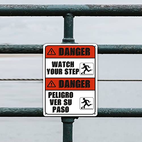 Panneau en métal d'avertissement Danger Watch Your Step résistant à l'eau - 6