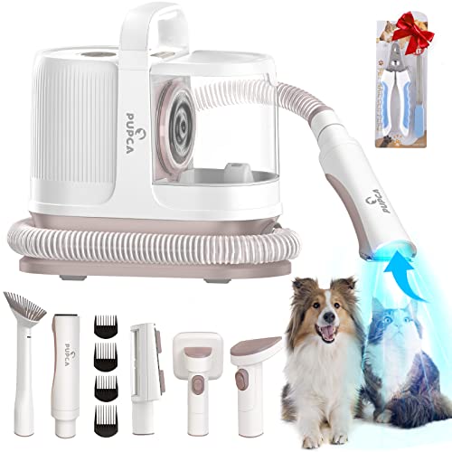 PUPCA Dog Grooming Vacuum Kit, Dog Vacuum for Shedding Grooming with 7 Grooming Shedding Tools & Powerful Suction & Low Noise, Picks Up 99% Pet Hair, for Trimming Thick & Thin Dogs Cats Pet Hair