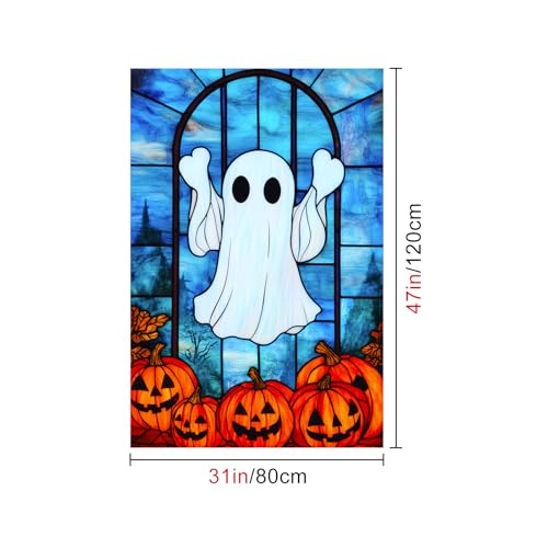 Vinilo decorativo Halloween con diseño de fantasma y calabazas 31x47 pulg miniatura 4