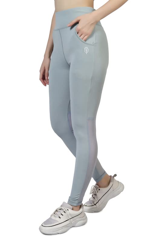 Gym Wear Mesh Leggings Workout Pants with Side Pockets Stretchable Tights Highwaist Sports Fitness Yoga Track Pants for Women & Girls