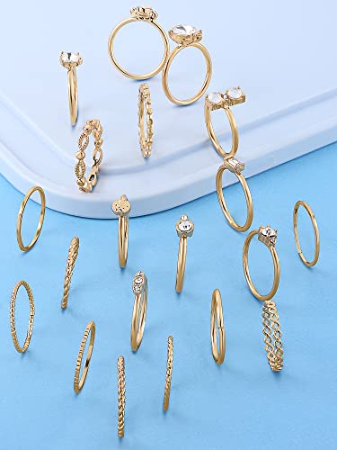 Image of ZAVERI PEARLS Set of 20 Gold Tone Contemporary Stackable Rings For Women-ZPFK13636