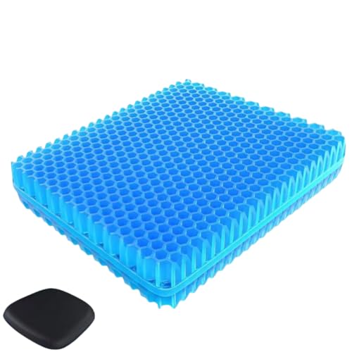 Zehaiwl 第四世代ゲルクッション 二重Wハニカム構造 クッション 夏用冬用 蒸れない 高反発 通気性 体圧分散 在宅勤務 テレワーク オフィス 自宅 車椅子 ゲーミングチェア 四季通用 洗い可能 カバー ゲル 座布団 42*36*3.5cm