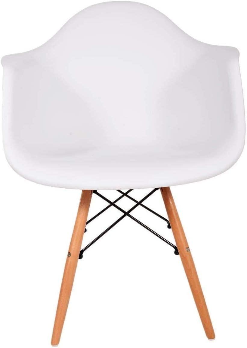 جالكسي ديزاين للمفروشات GDF GALAXY DESIGN FURNITURE Modern Dining/Coffee Arm Chair Plastic Shell With Wooden Legs White Color Model JEAMS5., GDf-JEAMS5, 40 x 42 x 80 cm