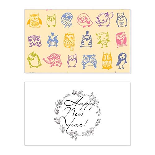 Tarjeta de felicitación de año nuevo y postal de pájaros coloridos para amantes de la fauna
