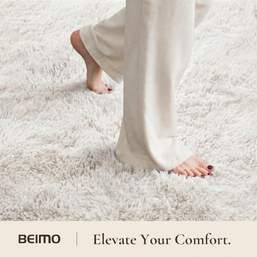 BEIMO Hochflor Teppich Flauschig Weiß Teppich Wohnzimmer 160x230 Teppiche Schlafzimmer Anti-Rutsch Bettvorleger Teppiche Weich rutschfest für Kinderzimmer – Bild 3