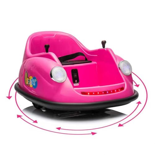 12V Bumper Car for Toddlers, Electric Toy Ride on Battery Car with Kids W/Parent Remote Control, 2-Speed, 360 Degree Spin, Music & LED Lights for Kids, Pink