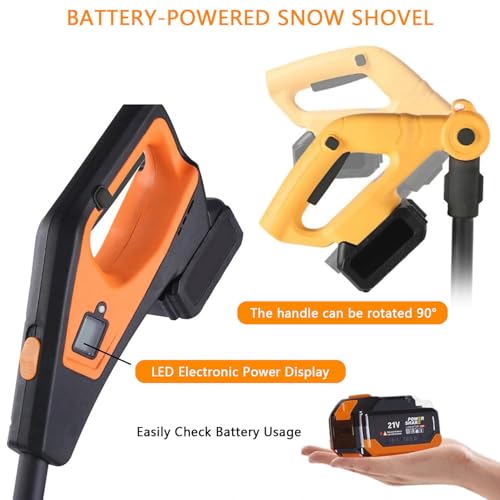 Pala da neve elettrica senza fili, potente spazzaneve a batteria con manico regolabile, include 2 batterie ricaricabili e caricabatterie rapido per la rimozione della neve