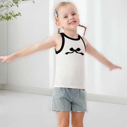 Girls Tank Tops Cute Preppy Sleeveless Bow Graphic Shirts Kid Toddler Camisoles Summer Crop Top for Kids 3-8 Years2