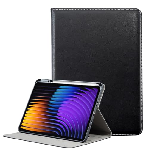 Derwere Funda para Xiaomi Pad 7 con Soporte Bolígrafo,Silicona Antigolpes Funda Tablet para Xiaomi Pad 7 Pro 11.2 Pulgadas 2025,Negro