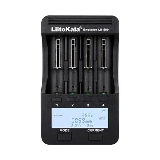 Glaxcidy Akku-Ladegerät LiitoKala Lii-500 mit LCD-Display, USB 5V Mobile Output, für 14550 18650 26650 Li-Lion(4.2V) AA AAA NI-MH(1.48V), 12V 2A Dedicated Power Adapter, 4 Bay