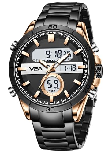 Image of V2A Fusion Series Analog-Digital Men's Watch with Stainless Steel Band & Alloy Steel Case - Alarm, Stopwatch, EL Backlight Watch for Men | Gift for Men