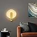 Eberow Modern Gold Brass LED Wall Sconce, Nordic Geometric Circle Ring Design, Copper 3-Color Dimmable Light Fixture for Bedroom, Living Room