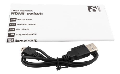 DELTACO HDMI-7044 - Switch HDMI, 3 ingressi per 1 Uscita, 4 K a 60 Hz, 7.1, Colore: Nero