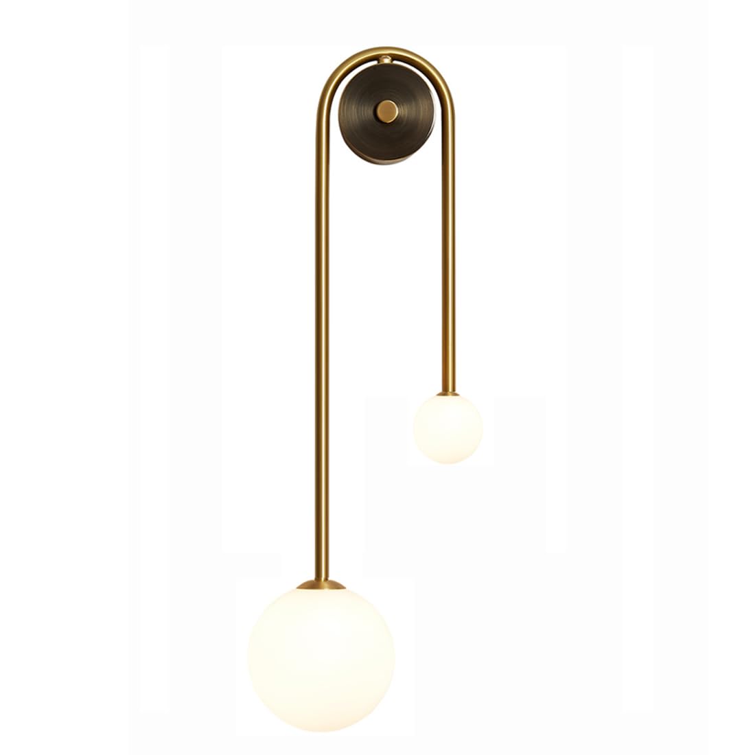 ITOSUI Brass Wall Sconce - Indoor Bedside Light Fixture Glass Lampshade for Bathroom, Hallway, and Bedroom(Left,Large)