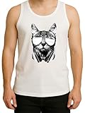 Solar Activated Tank Top for Men - UV Reactive Color Changing Shirt Sunlight Responsive Graphic, DJ Cat Medium