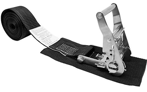 CustomTieDowns 2 Inch x 10 Foot Stainless Steel Ratchet Endless Loop Ratchet Strap (No Hooks), Protective Pad Under Buckle. (Black)