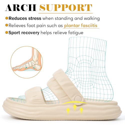 QIGEGE Water Sandals for Womens, Orthotic Slides Fashion Flat Summer Sandals With Comfortable Plantar Fasciitis Arch Support3
