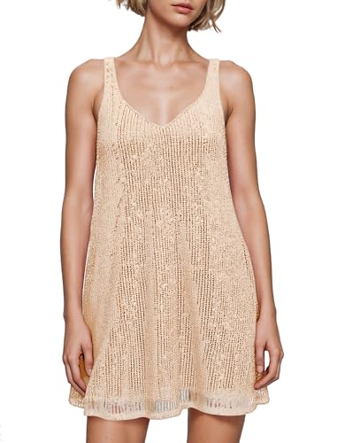 Robe à paillettes pour femme : mini robe de soirée scintillante coupe en A avec col en V