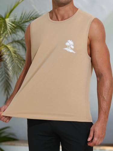 Mens Tank Tops Sleeveless Cut Off Gym Shirt Summer Beach Quick Dry Workout Tank — view 3