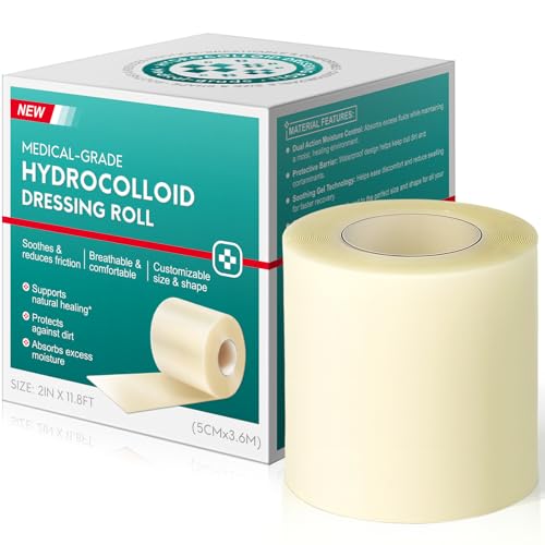 Hydrokolloid Rolle für Wundpflege 5CMX3.6M Hydrokolloid Bandages Roll Tape flexible und wasserdichte Dressing Tape-Hautfreundliche Bandage Patch für Blasen Akne kleinere Wunden selbstklebend
