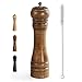 Virklyee Molino de Pimienta de Madera Madera Maciza con Molinillo 8 Inch Adjustable Molino de Sal y Pimienta núcleo de molienda de cerámica Con un cepillo de limpieza (Marrón oscuro)