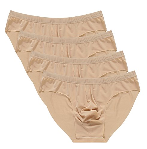 YATEEN Mens Traceless Underwear Ice Silk Briefs 4-pack Khaki X-Large