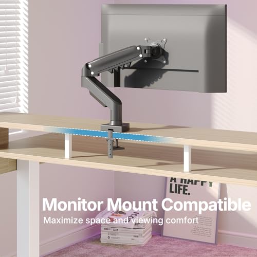 Image of HUANUO 55″ x 26″ Electric Standing Desk with 2 Drawers &24.4″ Large Keyboard Tray, C-Clamp Mount Compatible, Adjustable Computer Desk for Office, Sit Stand Up Desk with 4 Height Presets, Light Walnut