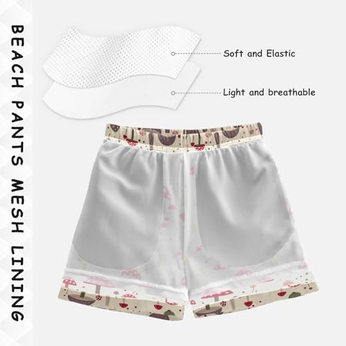 Boys Swim Trunks Quick Dry UPF 50+ Beach Board Shorts Kids Bathing Suits Swimsuit 2T Mushroom Dots4