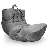 aiire pouf poltrona design con imbottitura - puffo per sedersi gigante, puff sacco camera da letto per bambini o gamer - bean bag xxl per lettura o cuscini da pavimento grigio