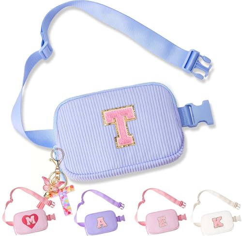Image of Belt Bag for Girls Gifts - Birthday Gifts for Teenager, Personalized Gifts for Mom Freind Sister Teacher, Graduation GiftsInitial Crossbody Bag Belt Bag for Women Purple T