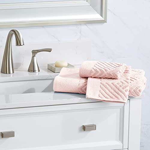 100% Cotton Soft Towel Set | Quick Dry And Highly Absorbent | Textured Bath Towels 30 X52 | Brooklyn Collection (4 Pack Bath Towel, Barely Pink) #TOP3