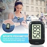 Flintronic Licznik kroków do chodzenia, przenośny krokomierz sportowy 3D z klipsem i smyczą – tracker fitness dla mężczyzn/kobiet/osób starszych/dzieci, czarny